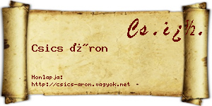 Csics Áron névjegykártya